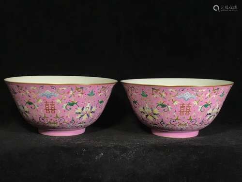 A Chinese Pink Famille Rose Floral Porcelain Bowl