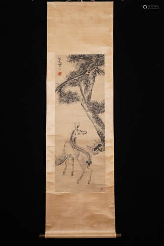 A Chinese Deer Painting, Ba Da Shanren Mark
