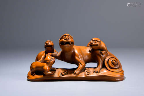 A Chinese Carved Boxwood Brush Rack