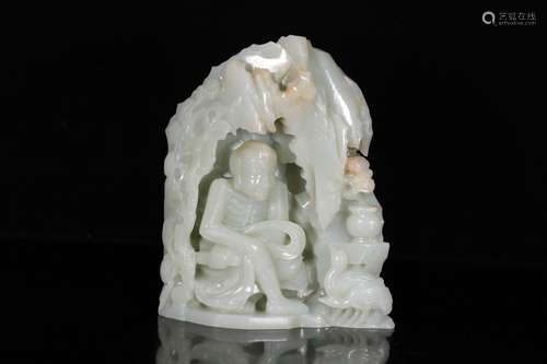 A Chinese Carved Hetian Jade Rockery Ornament