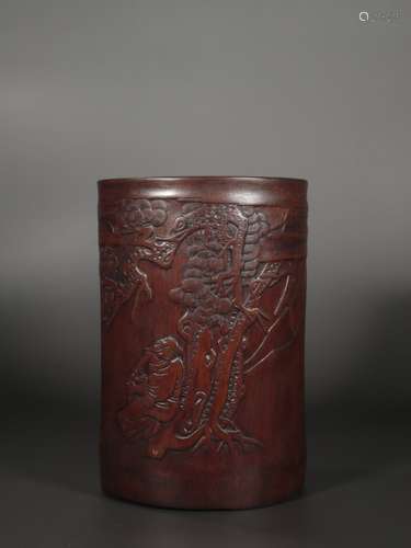 A Chinese Carved Bamboo Brush Pot