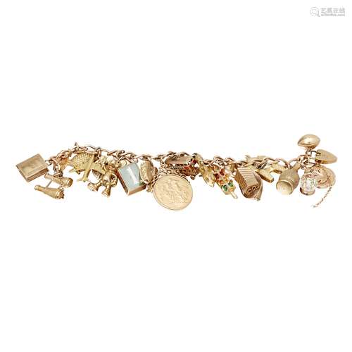 A 9ct gold charm bracelet