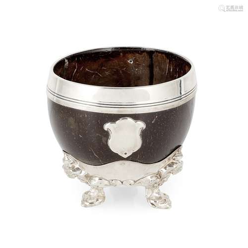 A Victorian silver mounted coconut cup