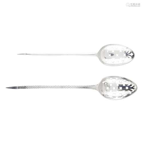 Two 18th century mote spoons