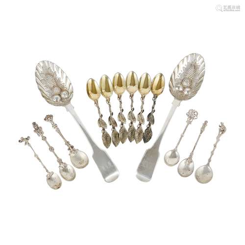 A mixed group of flatware