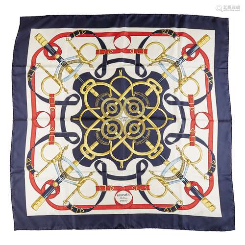 A patterned silk scarf, Hermes