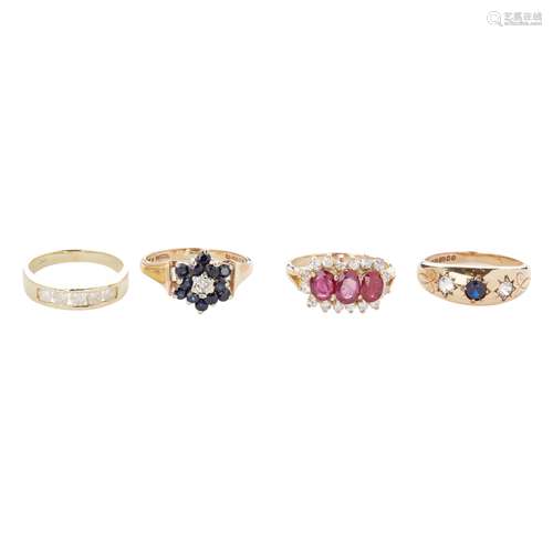 A collection of gem set rings