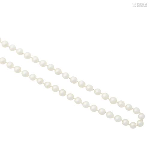 A single strand of opera length cultured pearls