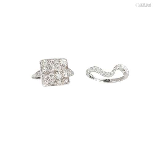 Two diamond set rings