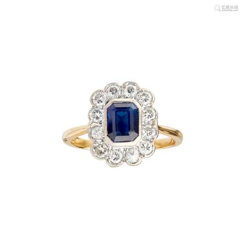 A sapphire and diamond set cluster ring