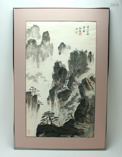 CHINESE WATERFALL LANDSCAPE PRINT