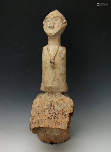 AFRICAN WOOD & METAL MALE FIGURE