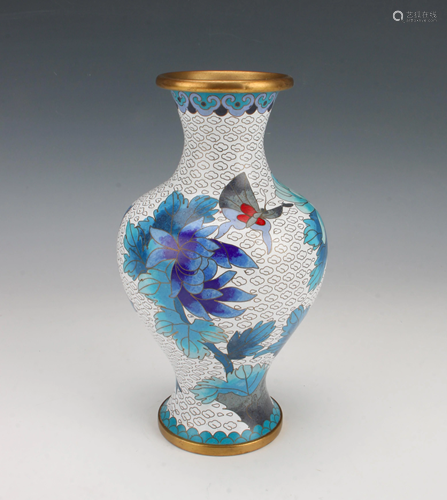 SMALL BLUE FLOWER CLOISONNE VASE