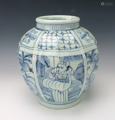 KOREAN BLUE & WHITE PORCELAIN JAR