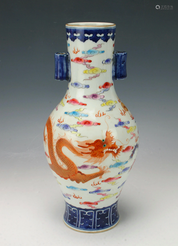 PORCELAIN DRAGON & PHOENIX VASE