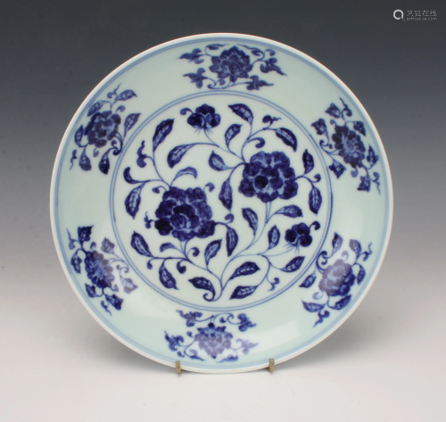 BLUE & WHITE FLORAL PLATE