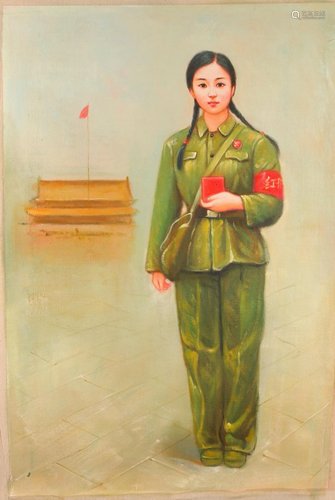 CHINESE GIRL OIL ON CANVAS PAINTING