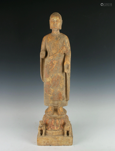 TALL STONE STANDING BUDDHA