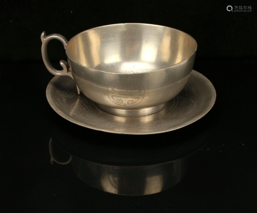 CHINESE SILVER CUP & SAUCER