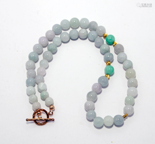 PALE CELADON & GREEN JADE BEAD NECKL…