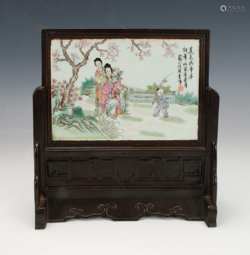 CHINESE CERAMIC GARDEN SCENE TABLE S…