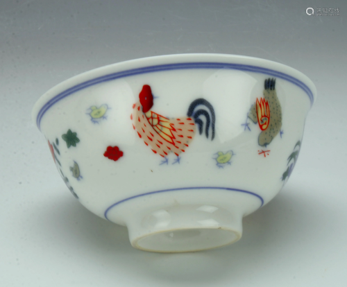 CHINESE PORCELAIN ROOSTER BO…
