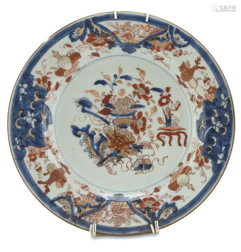 A CHINESE POLYCHROME ENAMELED PORCELAIN DISH 18TH CENTURY