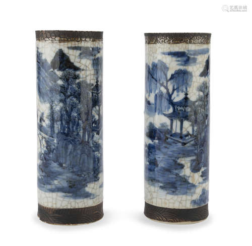 A PAIR OF CHINESE WHITE AND BLUE PORCELAIN VASES 20TH CENTURY.