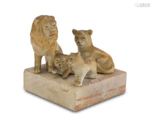 A CHINESE CERAMIC SCULPTURE DEPICTING LION'S FAMILY. 20TH CENTURY.