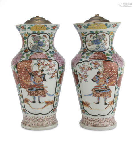 A PAIR CHINESE POLYCHROME ENAMELED PORCELAIN VASES 19TH CENTURY