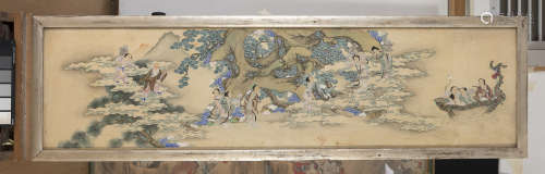 CHINESE SCHOOL 18TH CENTURY. IMMORTAL TAOISTS. MIXED MEDIA ON SILK.