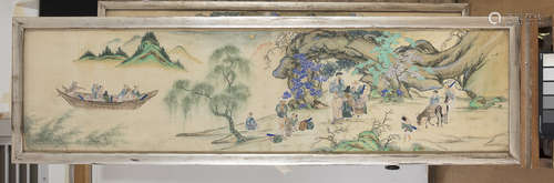 CHINESE SCHOOL 18TH CENTURY. IMMORTAL TAOISTS. MIXED MEDIA ON SILK.