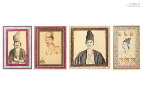 * A GROUP OF FOUR QAJAR BUST STUDIES