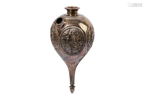 * A QAJAR SILVER QALYAN BOTTLE WITH ACHAEMENID-REVIVAL MOTIFS