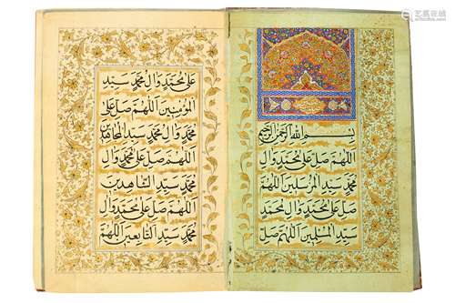 AN ILLUMINATED BOOK OF PRAYERS ON COLOURED PAPER