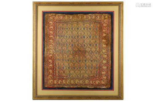 * AN EMBROIDERED SILK PANEL WITH FLORAL LATTICE PATTERN