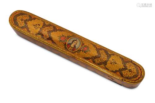 * A QAJAR LACQUERED PAPIER-MÂCHÉ PEN CASE (QALAMDAN)