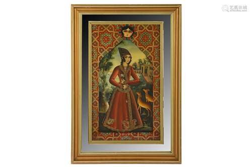 * A REVERSE GLASS PAINTING OF A PRINCELY QAJAR YOUTH