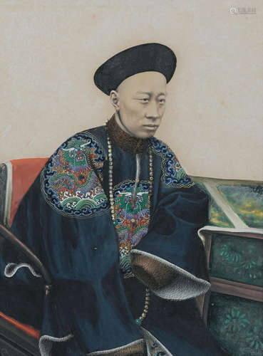 Felice Beato (Felix Beato) (1832-1909), photographer, Tingqua (attr.) (1809-1870), painter Portrait of Prince Kung (1860)