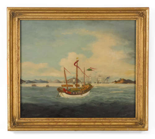 Anonymous, Canton School Nemesis and Ships on Boca Tigris Forts, circa 1841