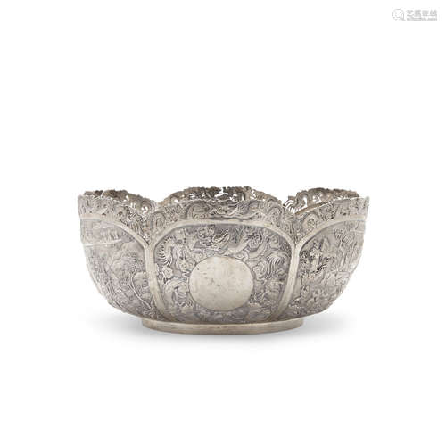 A large Chinese export silver punchbowl Late 19th century