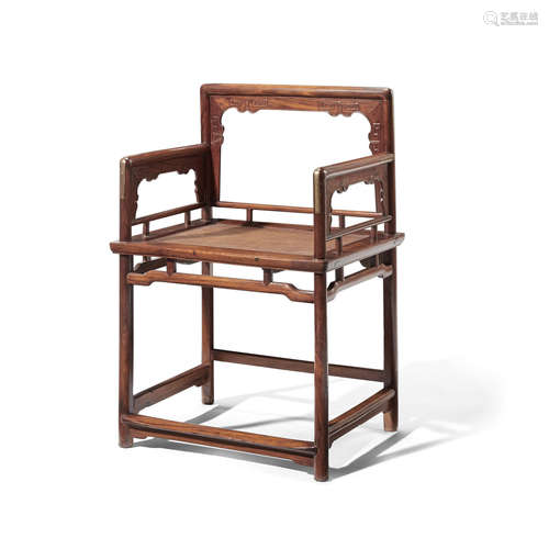 A HUANGHUALI LOWBACK ARMCHAIR, MEIGUIYI 19th century