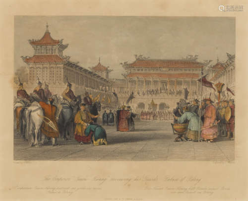 Thomas Allom (1804-1872) Emperor 'Teaou-Kwang' Reviewing His Guards, Palace of Peking, circa 1840