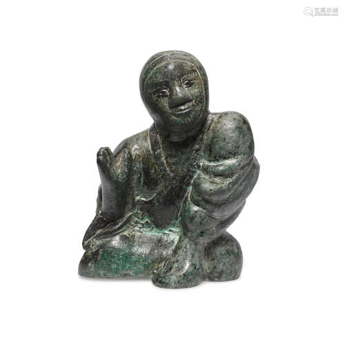 A BRONZE FIGURAL MAT WEIGHT Han dynasty