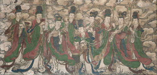 A Fresco Panel of Celestial Musicians Ming dynasty