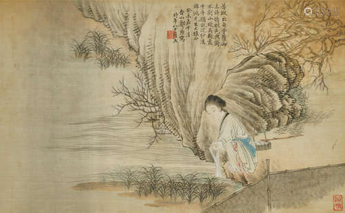 Zheng Xu (1858-1933) and Ling Boyu (1901-1979) Two Figure Paintings