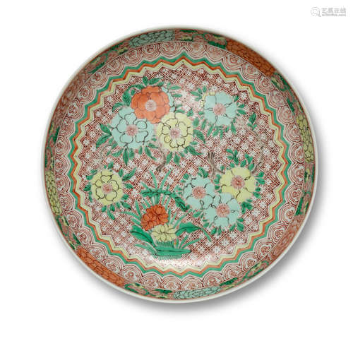 A WUCAI 'MALLOW AND LOTUS' DISH 17th century