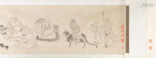 Zou Yigui (1686-1772) Eighteen Luohan after Li Longmian