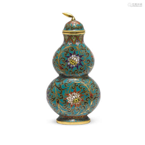 A CLOISONNE ENAMEL DOUBLE-GOURD SNUFF BOTTLE Qianlong mark and of the period