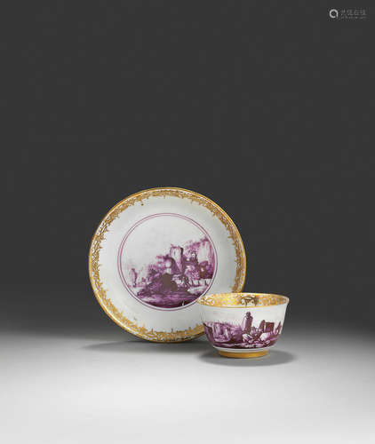 A small Meissen teabowl and saucer, circa 1735